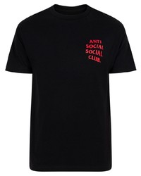 schwarzes bedrucktes T-Shirt mit einem Rundhalsausschnitt von Anti Social Social Club