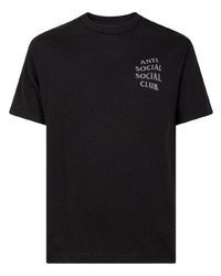 schwarzes bedrucktes T-Shirt mit einem Rundhalsausschnitt von Anti Social Social Club