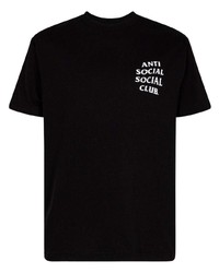 schwarzes bedrucktes T-Shirt mit einem Rundhalsausschnitt von Anti Social Social Club