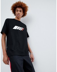 schwarzes bedrucktes T-Shirt mit einem Rundhalsausschnitt von ANTIMATTER