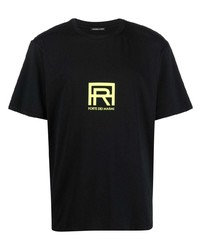 schwarzes bedrucktes T-Shirt mit einem Rundhalsausschnitt von Antonella Rizza