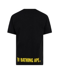 schwarzes bedrucktes T-Shirt mit einem Rundhalsausschnitt von A Bathing Ape