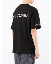 schwarzes bedrucktes T-Shirt mit einem Rundhalsausschnitt von A Bathing Ape