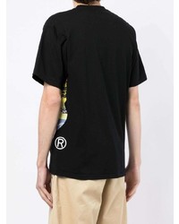 schwarzes bedrucktes T-Shirt mit einem Rundhalsausschnitt von A Bathing Ape