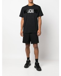 schwarzes bedrucktes T-Shirt mit einem Rundhalsausschnitt von Moschino