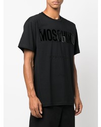 schwarzes bedrucktes T-Shirt mit einem Rundhalsausschnitt von Moschino