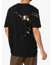 schwarzes bedrucktes T-Shirt mit einem Rundhalsausschnitt von Haider Ackermann