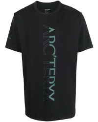 schwarzes bedrucktes T-Shirt mit einem Rundhalsausschnitt von Arc'teryx