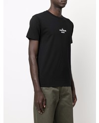 schwarzes bedrucktes T-Shirt mit einem Rundhalsausschnitt von Stone Island