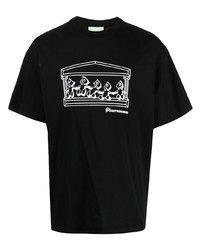 schwarzes bedrucktes T-Shirt mit einem Rundhalsausschnitt von Aries
