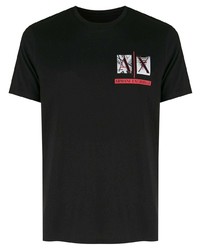 schwarzes bedrucktes T-Shirt mit einem Rundhalsausschnitt von Armani Exchange