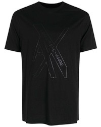 schwarzes bedrucktes T-Shirt mit einem Rundhalsausschnitt von Armani Exchange