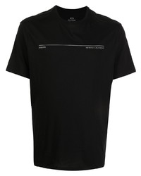 schwarzes bedrucktes T-Shirt mit einem Rundhalsausschnitt von Armani Exchange