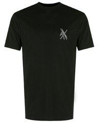 schwarzes bedrucktes T-Shirt mit einem Rundhalsausschnitt von Armani Exchange