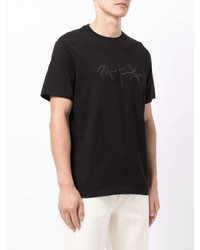 schwarzes bedrucktes T-Shirt mit einem Rundhalsausschnitt von Armani Exchange