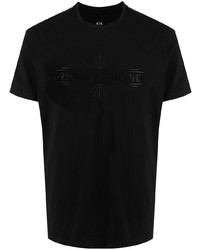 schwarzes bedrucktes T-Shirt mit einem Rundhalsausschnitt von Armani Exchange