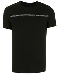 schwarzes bedrucktes T-Shirt mit einem Rundhalsausschnitt von Armani Exchange