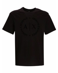 schwarzes bedrucktes T-Shirt mit einem Rundhalsausschnitt von Armani Exchange