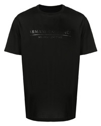 schwarzes bedrucktes T-Shirt mit einem Rundhalsausschnitt von Armani Exchange