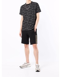 schwarzes bedrucktes T-Shirt mit einem Rundhalsausschnitt von Armani Exchange