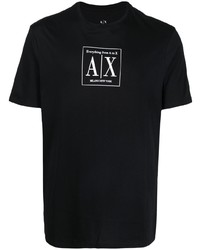 schwarzes bedrucktes T-Shirt mit einem Rundhalsausschnitt von Armani Exchange