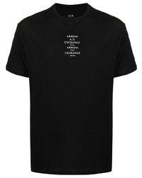 schwarzes bedrucktes T-Shirt mit einem Rundhalsausschnitt von Armani Exchange