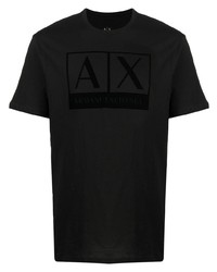 schwarzes bedrucktes T-Shirt mit einem Rundhalsausschnitt von Armani Exchange