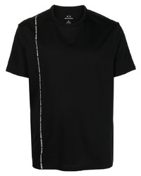 schwarzes bedrucktes T-Shirt mit einem Rundhalsausschnitt von Armani Exchange