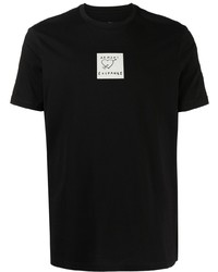 schwarzes bedrucktes T-Shirt mit einem Rundhalsausschnitt von Armani Exchange