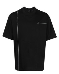 schwarzes bedrucktes T-Shirt mit einem Rundhalsausschnitt von Armani Exchange