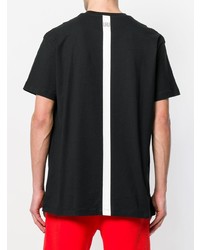 schwarzes bedrucktes T-Shirt mit einem Rundhalsausschnitt von Les Hommes Urban