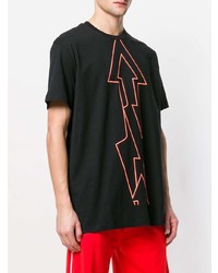 schwarzes bedrucktes T-Shirt mit einem Rundhalsausschnitt von Les Hommes Urban