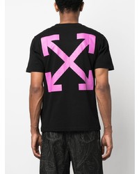 schwarzes bedrucktes T-Shirt mit einem Rundhalsausschnitt von Off-White