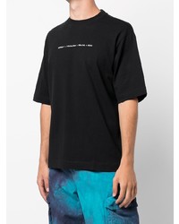 schwarzes bedrucktes T-Shirt mit einem Rundhalsausschnitt von Off-White