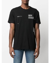 schwarzes bedrucktes T-Shirt mit einem Rundhalsausschnitt von Off-White