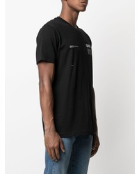 schwarzes bedrucktes T-Shirt mit einem Rundhalsausschnitt von Off-White