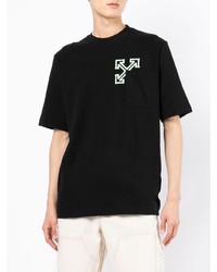 schwarzes bedrucktes T-Shirt mit einem Rundhalsausschnitt von Off-White