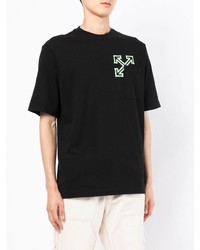 schwarzes bedrucktes T-Shirt mit einem Rundhalsausschnitt von Off-White