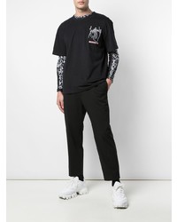 schwarzes bedrucktes T-Shirt mit einem Rundhalsausschnitt von Charles Jeffrey Loverboy