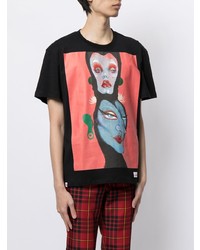 schwarzes bedrucktes T-Shirt mit einem Rundhalsausschnitt von Charles Jeffrey Loverboy