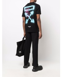 schwarzes bedrucktes T-Shirt mit einem Rundhalsausschnitt von Off-White