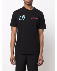 schwarzes bedrucktes T-Shirt mit einem Rundhalsausschnitt von Off-White