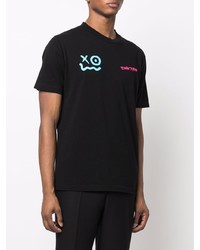 schwarzes bedrucktes T-Shirt mit einem Rundhalsausschnitt von Off-White