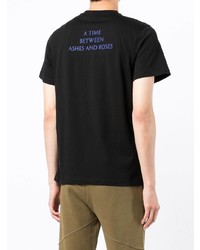 schwarzes bedrucktes T-Shirt mit einem Rundhalsausschnitt von Qasimi