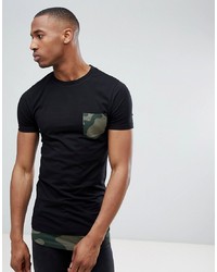schwarzes bedrucktes T-Shirt mit einem Rundhalsausschnitt von ASOS DESIGN