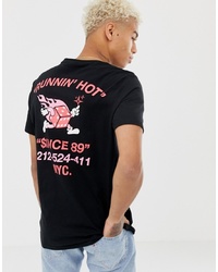 schwarzes bedrucktes T-Shirt mit einem Rundhalsausschnitt von ASOS DESIGN