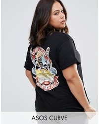 schwarzes bedrucktes T-Shirt mit einem Rundhalsausschnitt von Asos