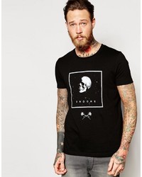 schwarzes bedrucktes T-Shirt mit einem Rundhalsausschnitt von Asos