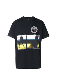 schwarzes bedrucktes T-Shirt mit einem Rundhalsausschnitt von Astrid Andersen