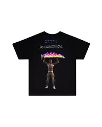 schwarzes bedrucktes T-Shirt mit einem Rundhalsausschnitt von Travis Scott Astroworld